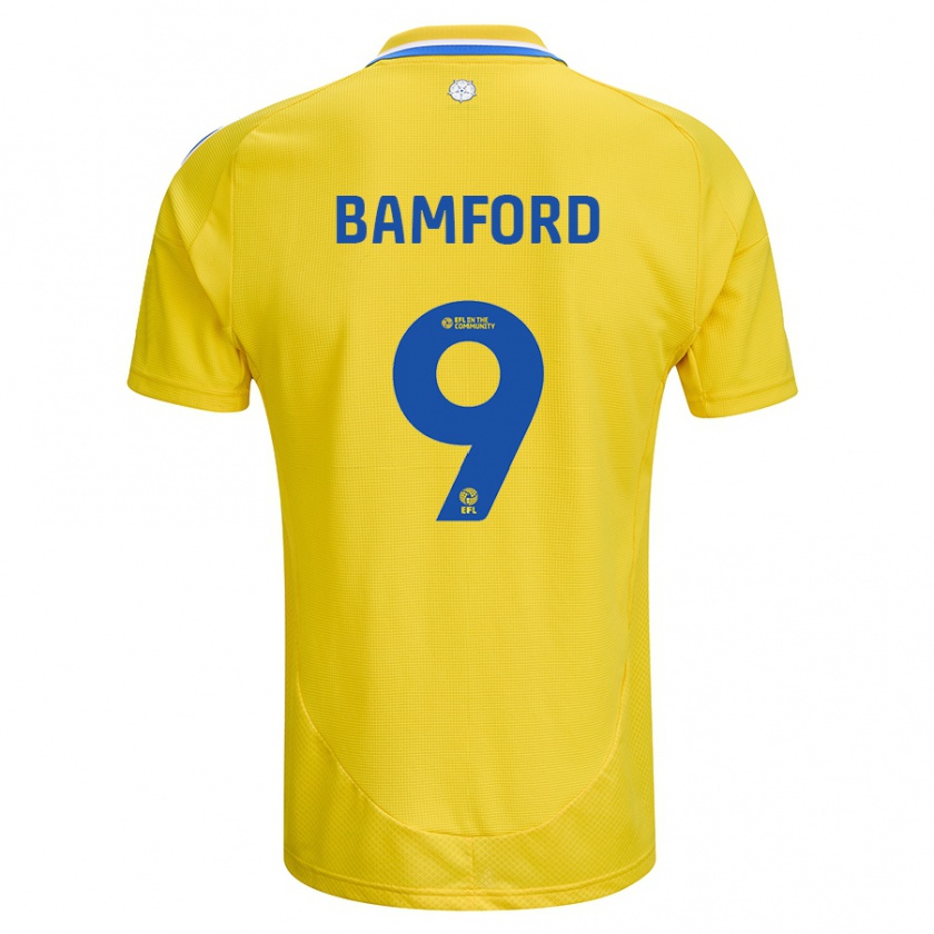 Kandiny Niño Camiseta Patrick Bamford #9 Amarillo Azul 2ª Equipación 2024/25 La Camisa Chile