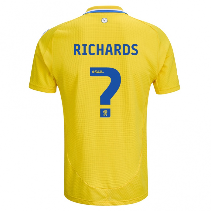 Kandiny Niño Camiseta Joe Richards #0 Amarillo Azul 2ª Equipación 2024/25 La Camisa Chile