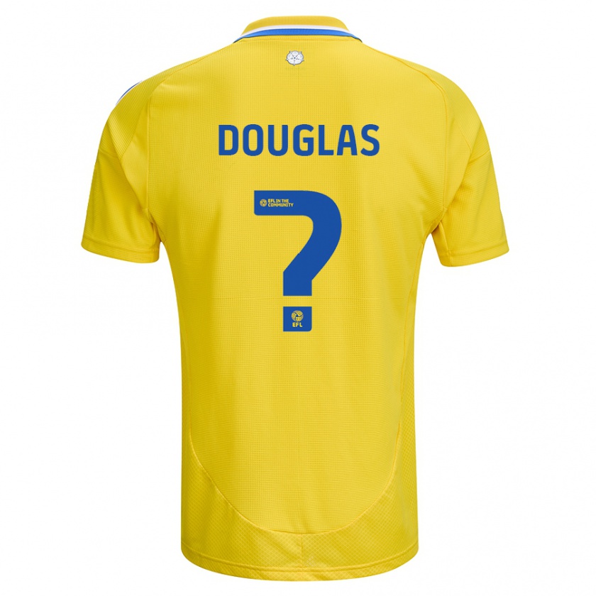 Kandiny Niño Camiseta Connor Douglas #0 Amarillo Azul 2ª Equipación 2024/25 La Camisa Chile