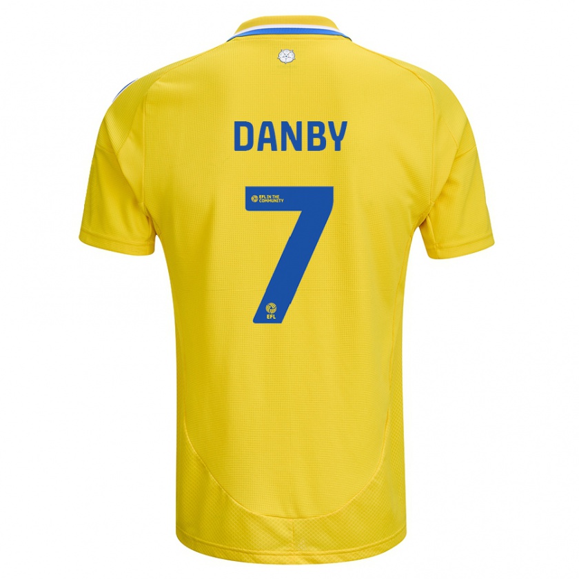 Kandiny Niño Camiseta Sarah Danby #7 Amarillo Azul 2ª Equipación 2024/25 La Camisa Chile