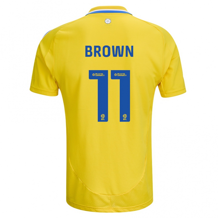 Kandiny Niño Camiseta Abbie Brown #11 Amarillo Azul 2ª Equipación 2024/25 La Camisa Chile