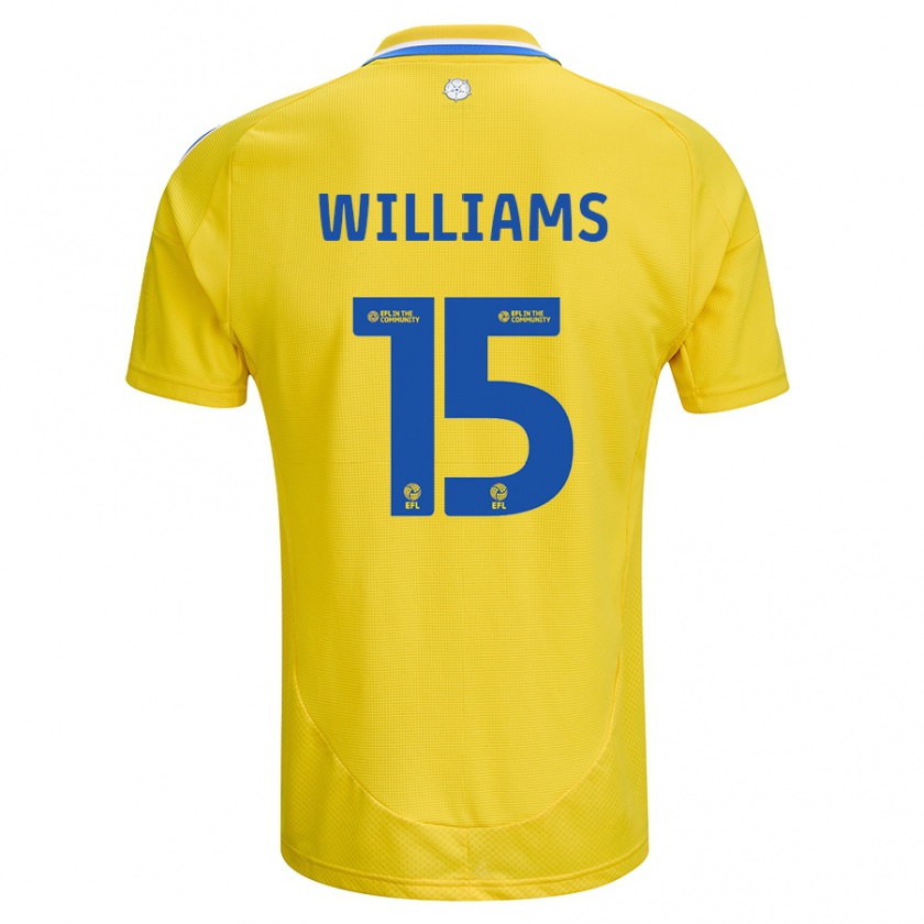 Kandiny Niño Camiseta Paige Williams #15 Amarillo Azul 2ª Equipación 2024/25 La Camisa Chile