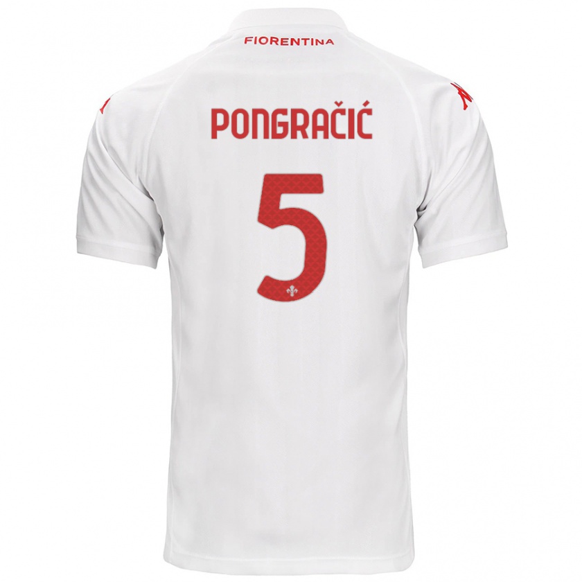 Kandiny Niño Camiseta Marin Pongračić #5 Blanco 2ª Equipación 2024/25 La Camisa Chile