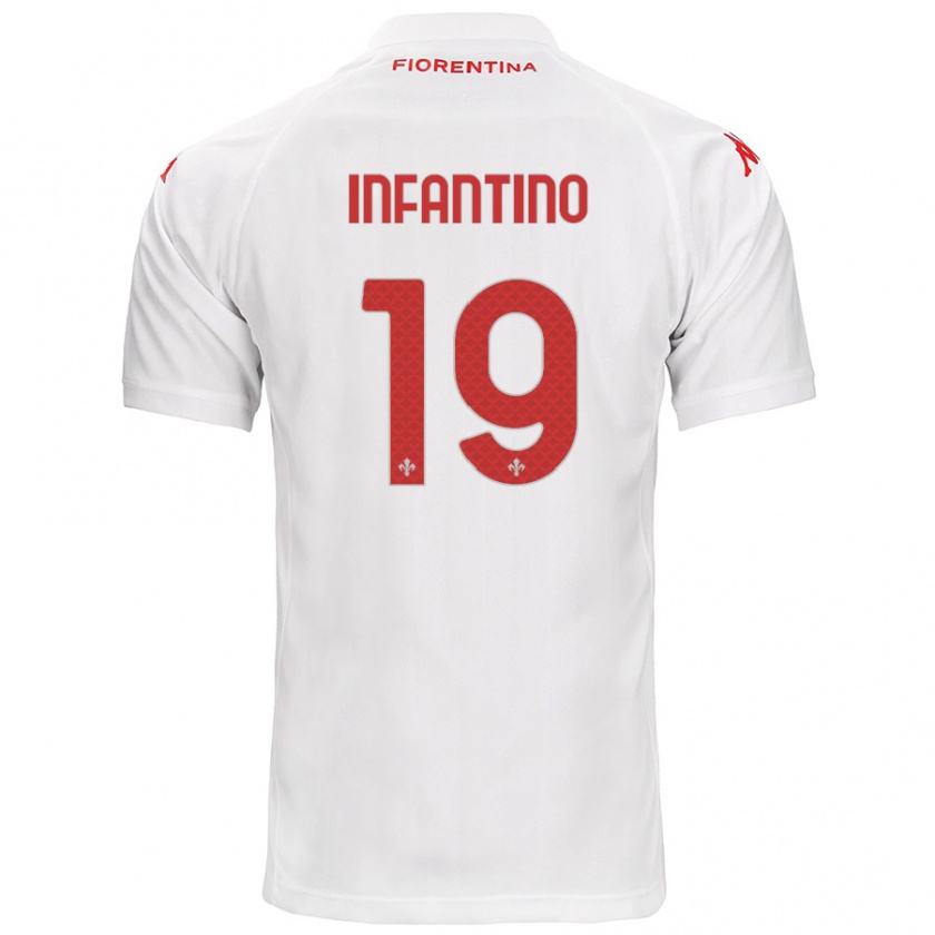 Kandiny Niño Camiseta Gino Infantino #19 Blanco 2ª Equipación 2024/25 La Camisa Chile