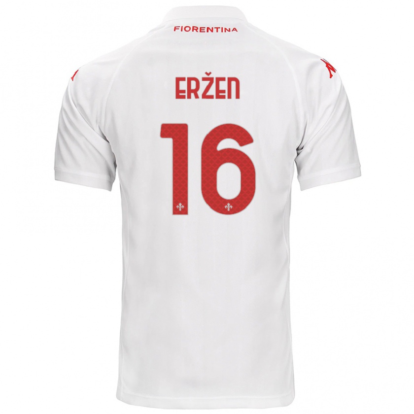 Kandiny Niño Camiseta Kaja Eržen #16 Blanco 2ª Equipación 2024/25 La Camisa Chile