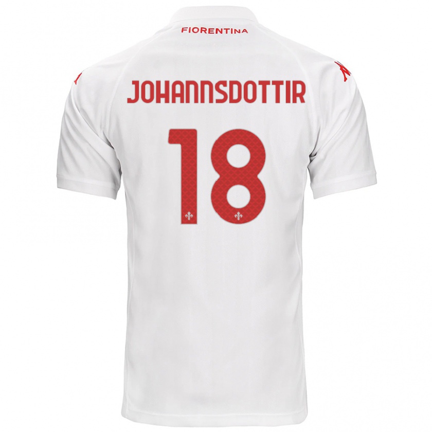 Kandiny Niño Camiseta Alexandra Jóhannsdóttir #18 Blanco 2ª Equipación 2024/25 La Camisa Chile