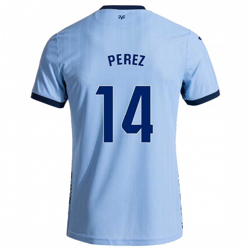 Kandiny Niño Camiseta Nerea Pérez #14 Azul Cielo 2ª Equipación 2024/25 La Camisa Chile