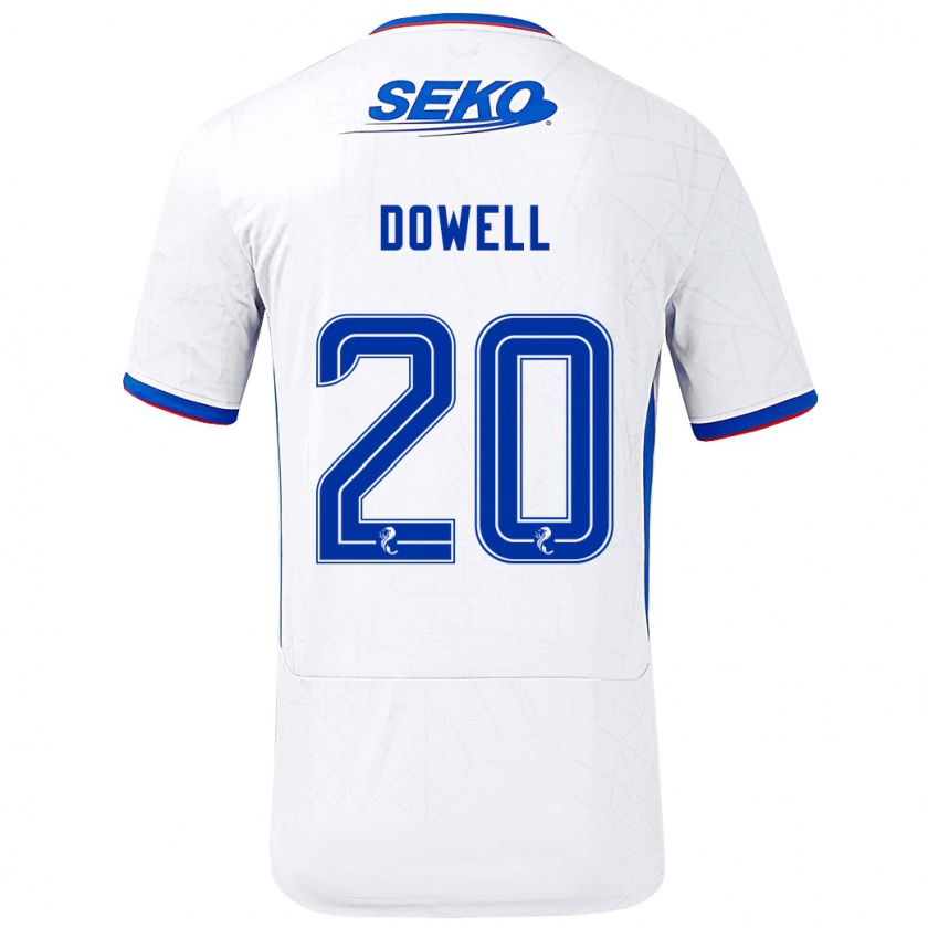 Kandiny Niño Camiseta Kieran Dowell #20 Blanco Azul 2ª Equipación 2024/25 La Camisa Chile