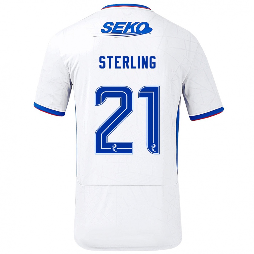 Kandiny Niño Camiseta Dujon Sterling #21 Blanco Azul 2ª Equipación 2024/25 La Camisa Chile