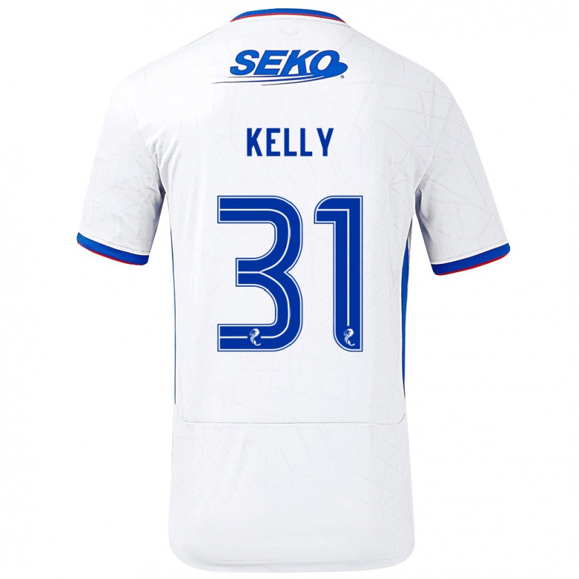 Kandiny Niño Camiseta Liam Kelly #31 Blanco Azul 2ª Equipación 2024/25 La Camisa Chile