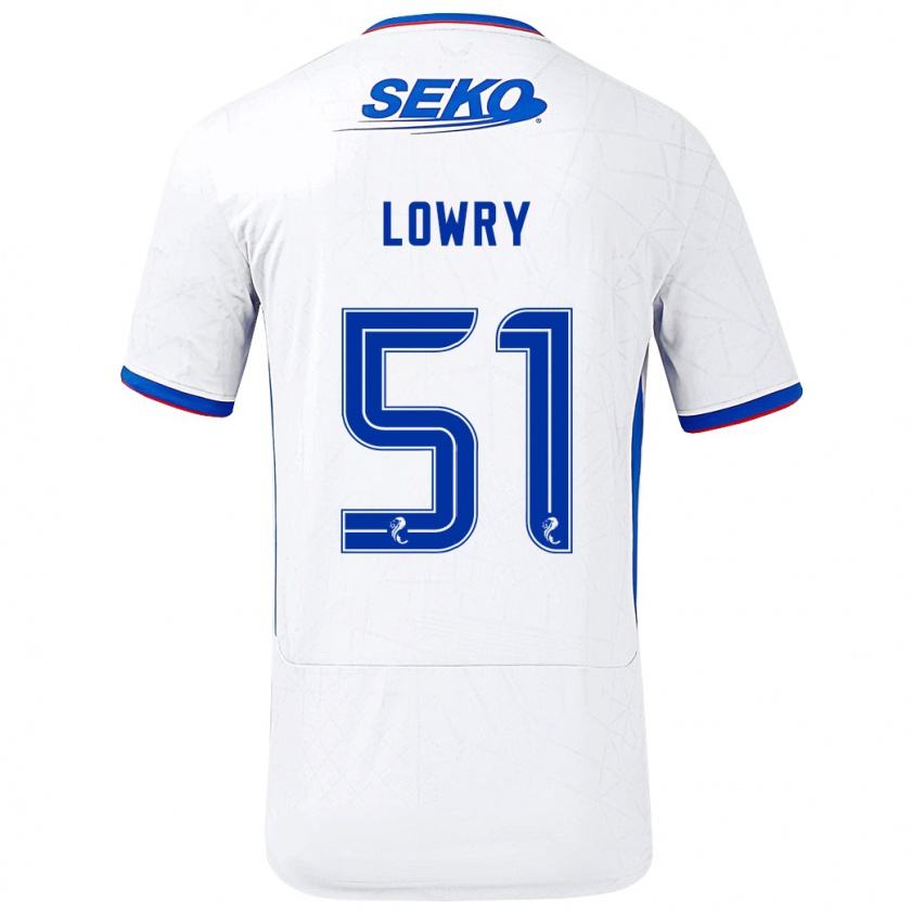 Kandiny Niño Camiseta Alex Lowry #51 Blanco Azul 2ª Equipación 2024/25 La Camisa Chile