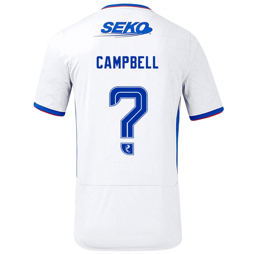 Kandiny Niño Camiseta Connor Campbell #0 Blanco Azul 2ª Equipación 2024/25 La Camisa Chile