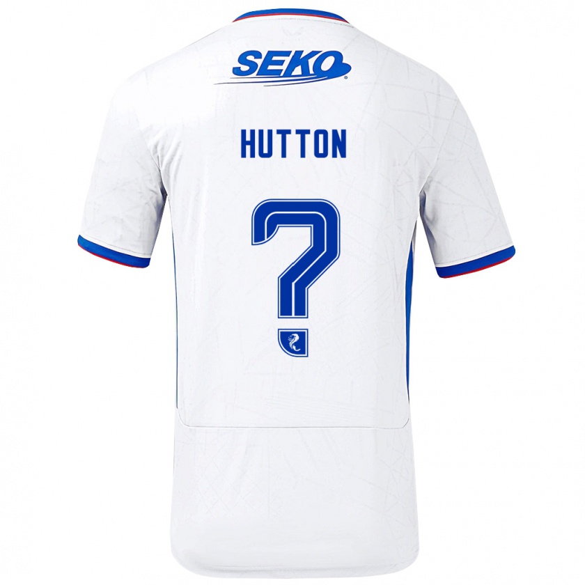 Kandiny Niño Camiseta Zander Hutton #0 Blanco Azul 2ª Equipación 2024/25 La Camisa Chile