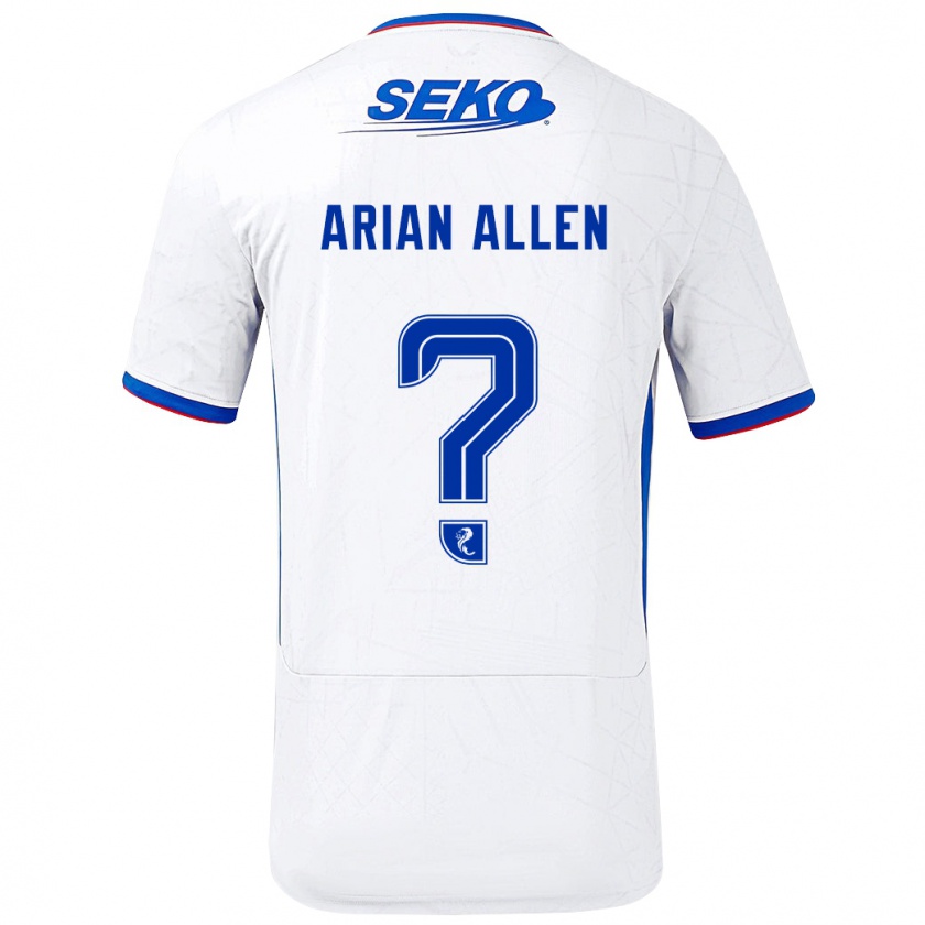 Kandiny Niño Camiseta Arian Allen #0 Blanco Azul 2ª Equipación 2024/25 La Camisa Chile