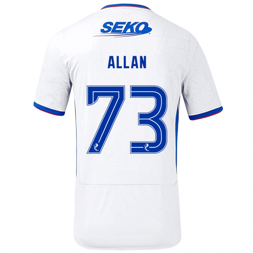 Kandiny Niño Camiseta Connor Allan #73 Blanco Azul 2ª Equipación 2024/25 La Camisa Chile