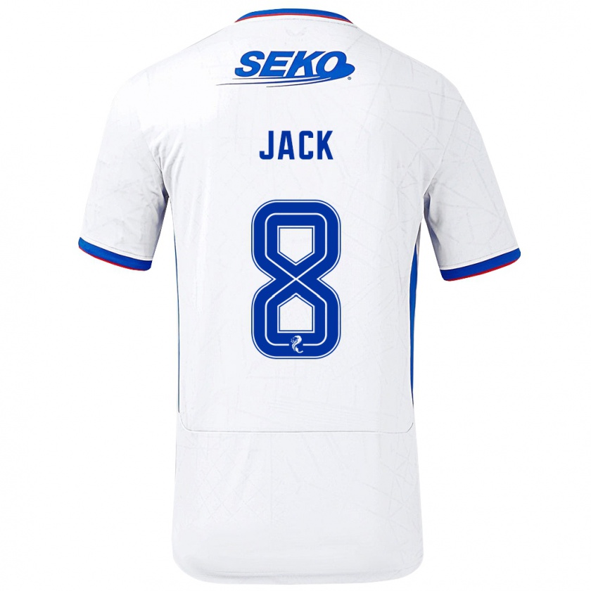 Kandiny Niño Camiseta Ryan Jack #8 Blanco Azul 2ª Equipación 2024/25 La Camisa Chile