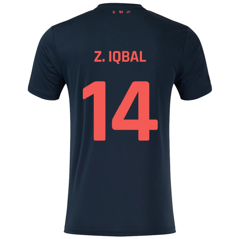 Kandiny Niño Camiseta Zidane Iqbal #14 Negro Rojo 2ª Equipación 2024/25 La Camisa Chile