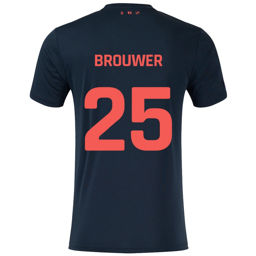 Kandiny Niño Camiseta Michael Brouwer #25 Negro Rojo 2ª Equipación 2024/25 La Camisa Chile