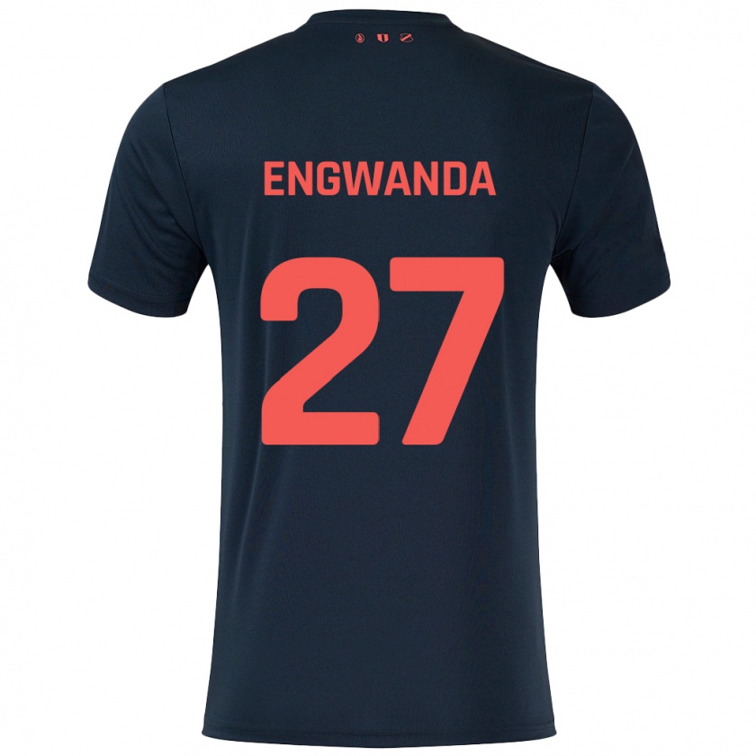 Kandiny Niño Camiseta Alonzo Engwanda #27 Negro Rojo 2ª Equipación 2024/25 La Camisa Chile