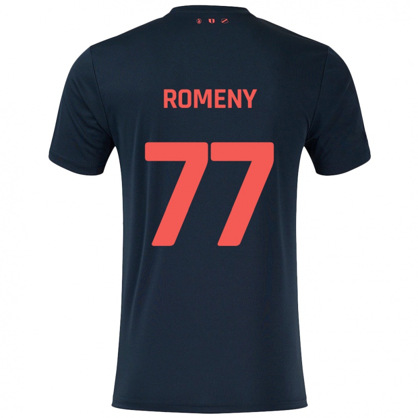 Kandiny Niño Camiseta Ole Romeny #77 Negro Rojo 2ª Equipación 2024/25 La Camisa Chile