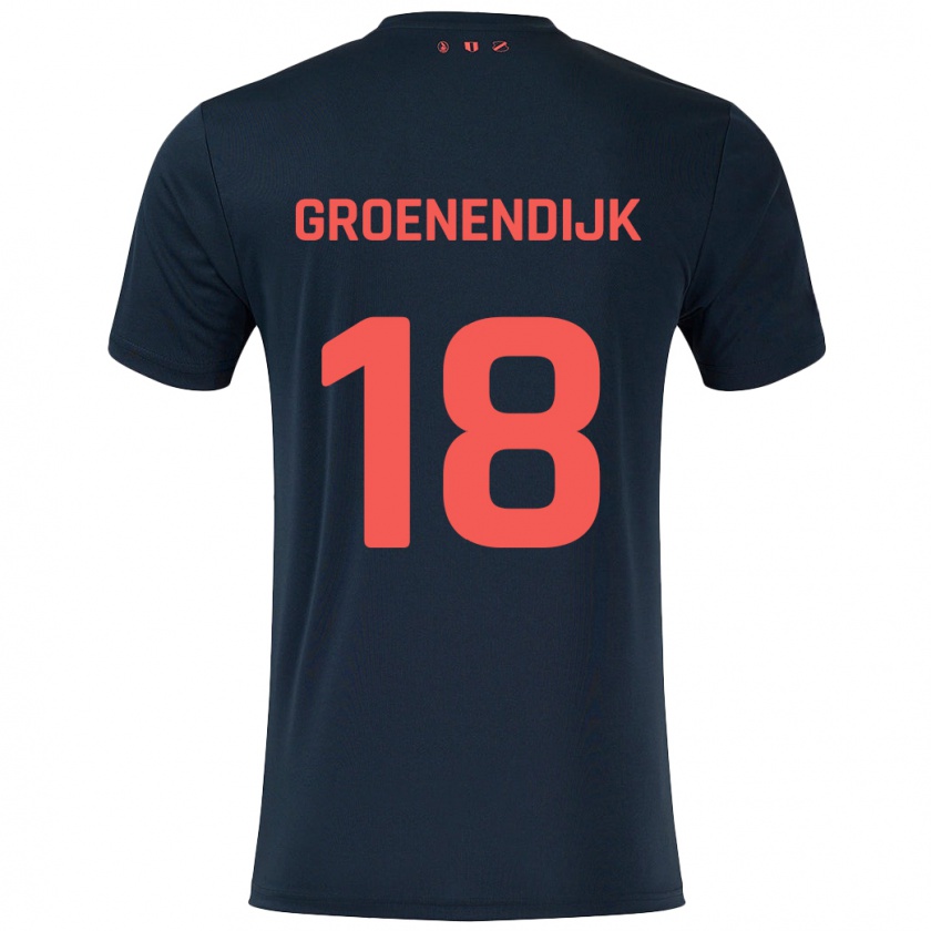 Kandiny Niño Camiseta Tami Groenendijk #18 Negro Rojo 2ª Equipación 2024/25 La Camisa Chile