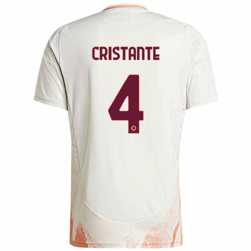 Kandiny Niño Camiseta Bryan Cristante #4 Crema Blanco Naranja 2ª Equipación 2024/25 La Camisa Chile