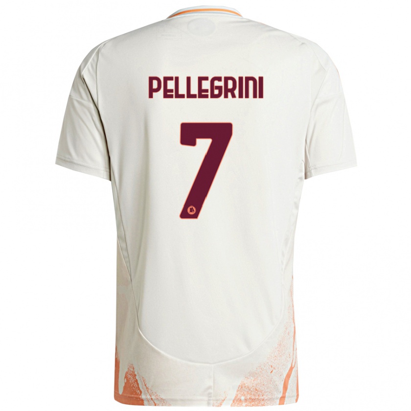 Kandiny Niño Camiseta Lorenzo Pellegrini #7 Crema Blanco Naranja 2ª Equipación 2024/25 La Camisa Chile