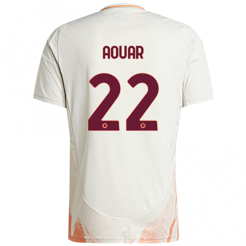 Kandiny Niño Camiseta Houssem Aouar #22 Crema Blanco Naranja 2ª Equipación 2024/25 La Camisa Chile