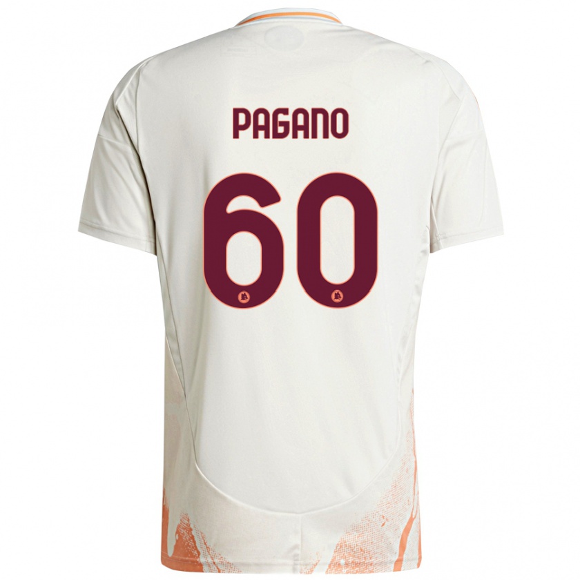 Kandiny Niño Camiseta Riccardo Pagano #60 Crema Blanco Naranja 2ª Equipación 2024/25 La Camisa Chile