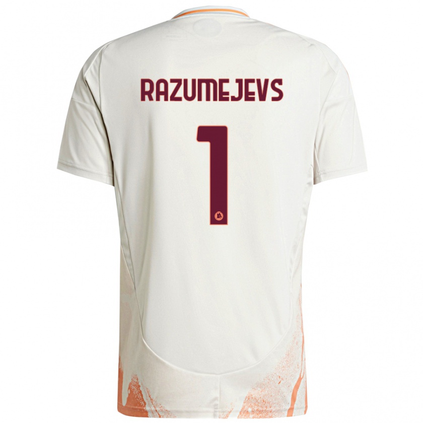 Kandiny Niño Camiseta Vladislavs Razumejevs #1 Crema Blanco Naranja 2ª Equipación 2024/25 La Camisa Chile