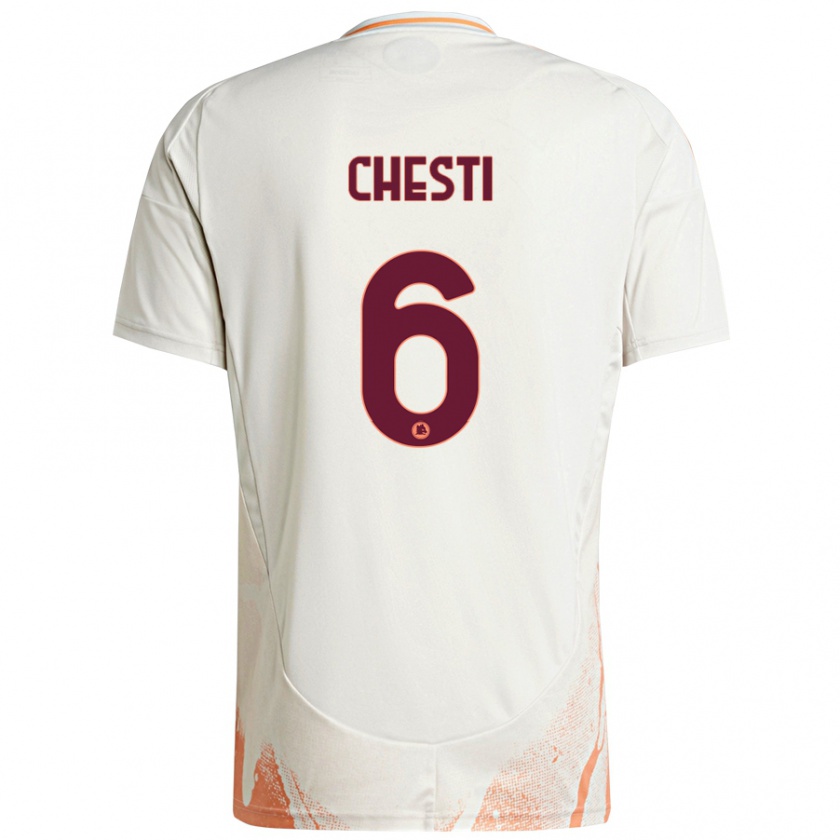 Kandiny Niño Camiseta Francesco Chesti #6 Crema Blanco Naranja 2ª Equipación 2024/25 La Camisa Chile