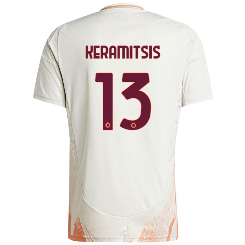 Kandiny Niño Camiseta Dimitrios Keramitsis #13 Crema Blanco Naranja 2ª Equipación 2024/25 La Camisa Chile