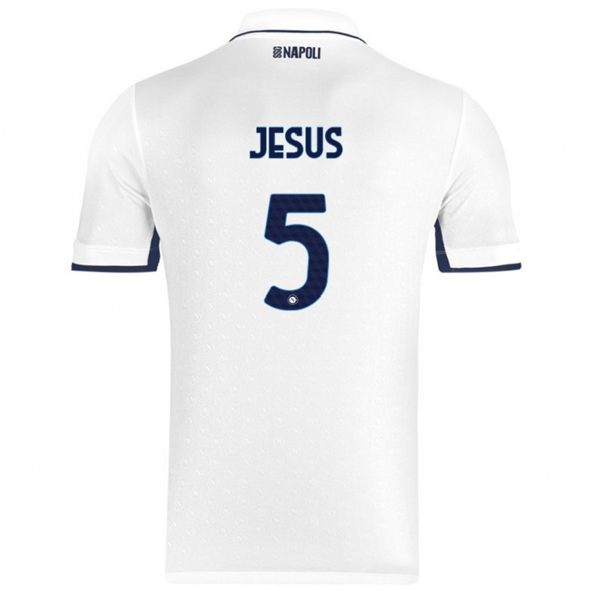 Kandiny Niño Camiseta Juan Jesus #5 Blanco Azul Real 2ª Equipación 2024/25 La Camisa Chile