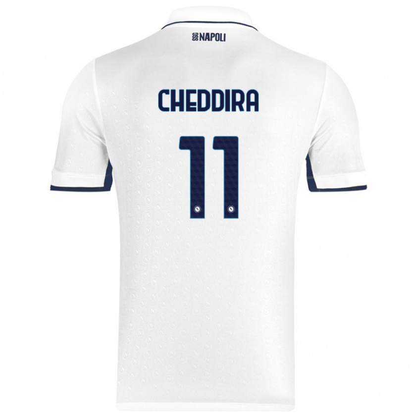 Kandiny Niño Camiseta Walid Cheddira #11 Blanco Azul Real 2ª Equipación 2024/25 La Camisa Chile