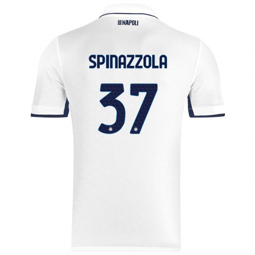 Kandiny Niño Camiseta Leonardo Spinazzola #37 Blanco Azul Real 2ª Equipación 2024/25 La Camisa Chile