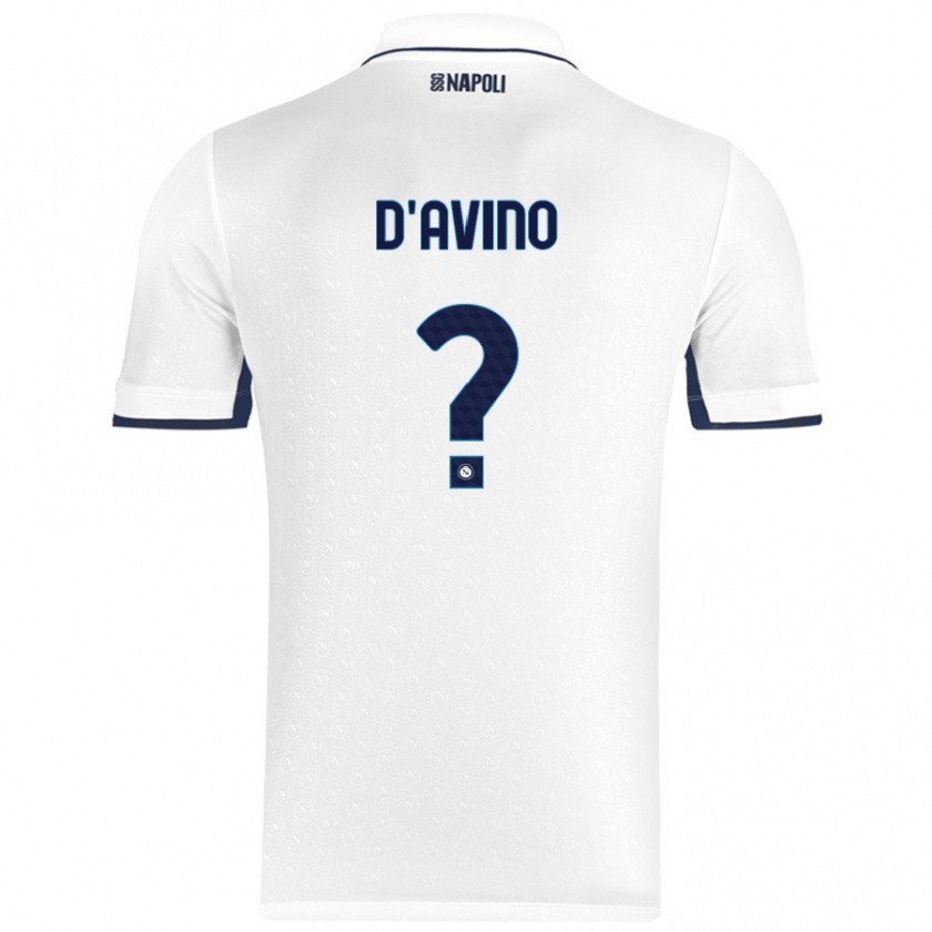 Kandiny Niño Camiseta Luigi D'avino #0 Blanco Azul Real 2ª Equipación 2024/25 La Camisa Chile