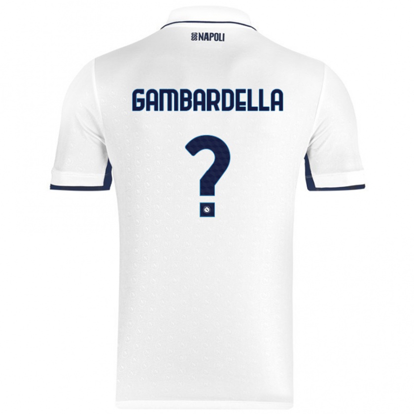 Kandiny Niño Camiseta Vittorio Gambardella #0 Blanco Azul Real 2ª Equipación 2024/25 La Camisa Chile