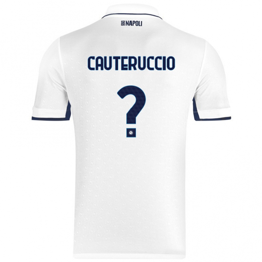 Kandiny Niño Camiseta Walter Cauteruccio #0 Blanco Azul Real 2ª Equipación 2024/25 La Camisa Chile