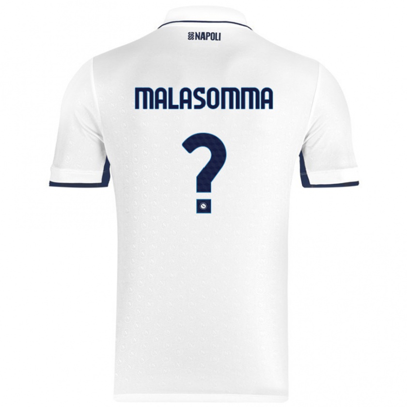 Kandiny Niño Camiseta Matteo Malasomma #0 Blanco Azul Real 2ª Equipación 2024/25 La Camisa Chile