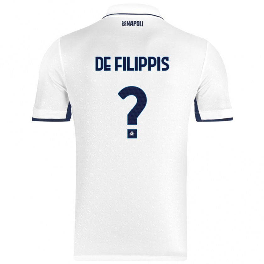 Kandiny Niño Camiseta Antonio De Filippis #0 Blanco Azul Real 2ª Equipación 2024/25 La Camisa Chile