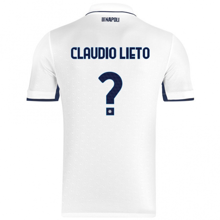 Kandiny Niño Camiseta Claudio Lieto #0 Blanco Azul Real 2ª Equipación 2024/25 La Camisa Chile