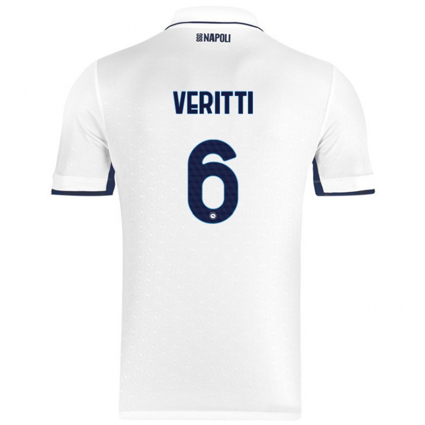 Kandiny Niño Camiseta Federica Veritti #6 Blanco Azul Real 2ª Equipación 2024/25 La Camisa Chile