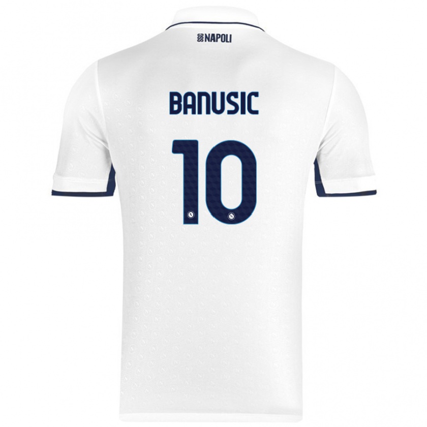 Kandiny Niño Camiseta Marija Banušić #10 Blanco Azul Real 2ª Equipación 2024/25 La Camisa Chile