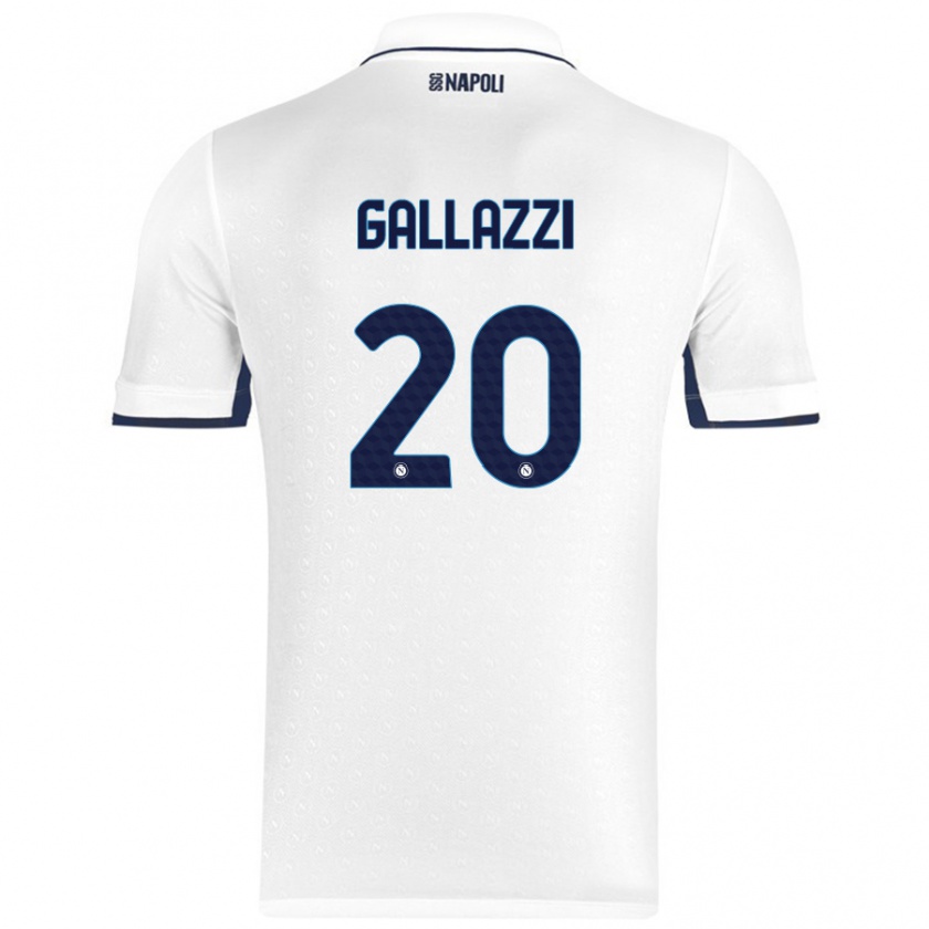 Kandiny Niño Camiseta Valentina Gallazzi #20 Blanco Azul Real 2ª Equipación 2024/25 La Camisa Chile