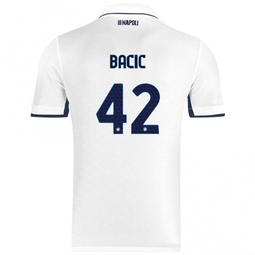 Kandiny Niño Camiseta Doris Bačić #42 Blanco Azul Real 2ª Equipación 2024/25 La Camisa Chile