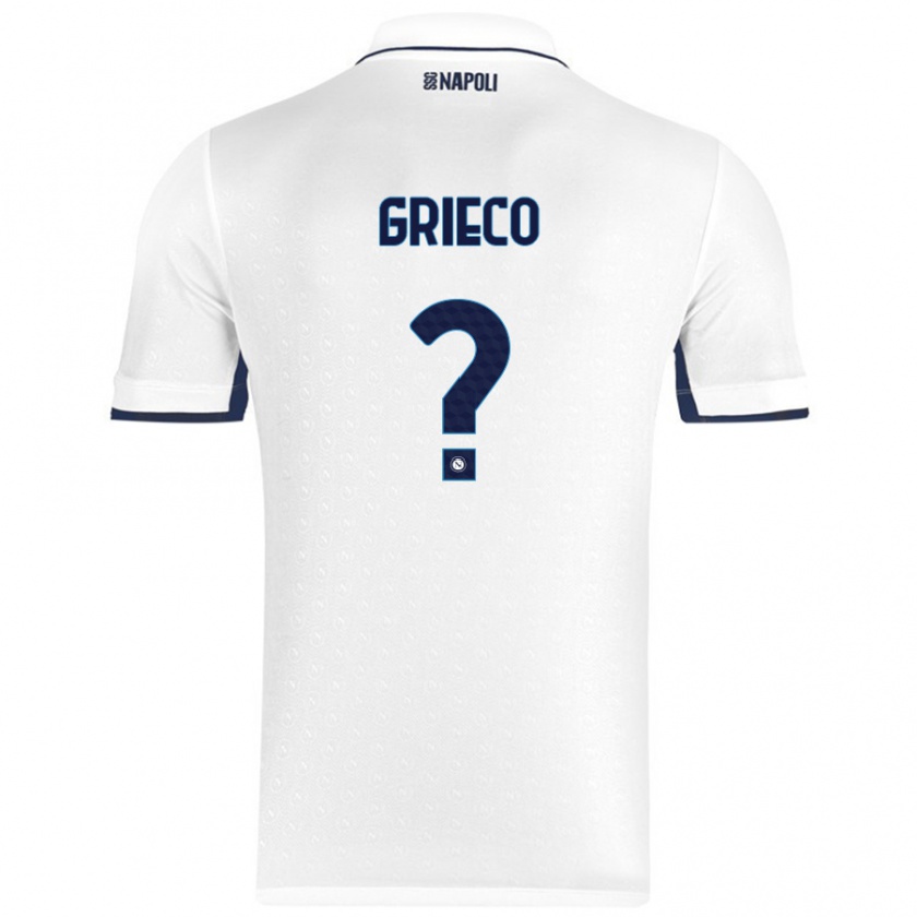 Kandiny Niño Camiseta Alessandro Grieco #0 Blanco Azul Real 2ª Equipación 2024/25 La Camisa Chile