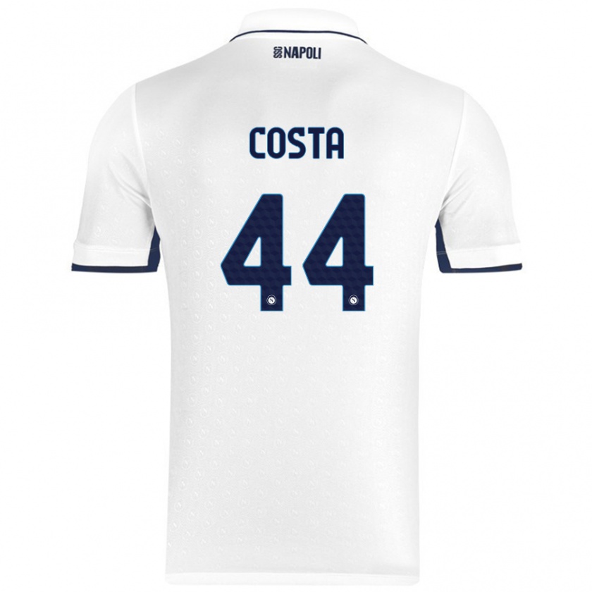 Kandiny Niño Camiseta Filippo Costa #44 Blanco Azul Real 2ª Equipación 2024/25 La Camisa Chile