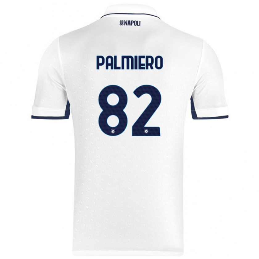 Kandiny Niño Camiseta Luca Palmiero #82 Blanco Azul Real 2ª Equipación 2024/25 La Camisa Chile