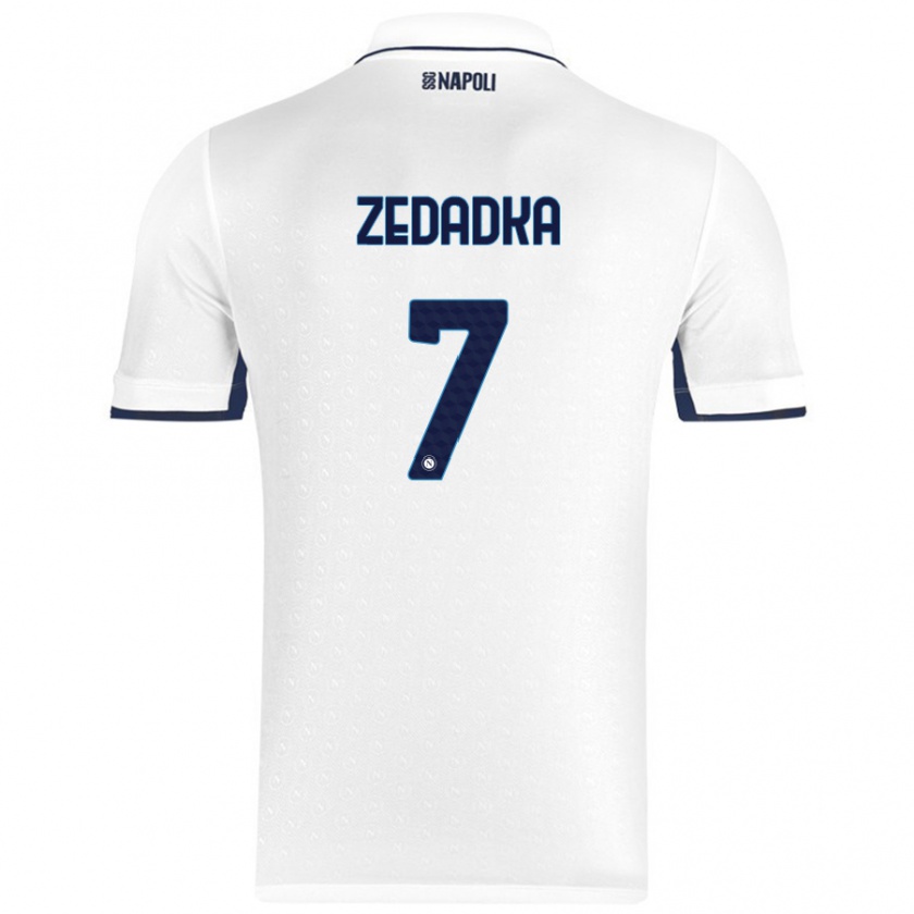 Kandiny Niño Camiseta Karim Zedadka #7 Blanco Azul Real 2ª Equipación 2024/25 La Camisa Chile