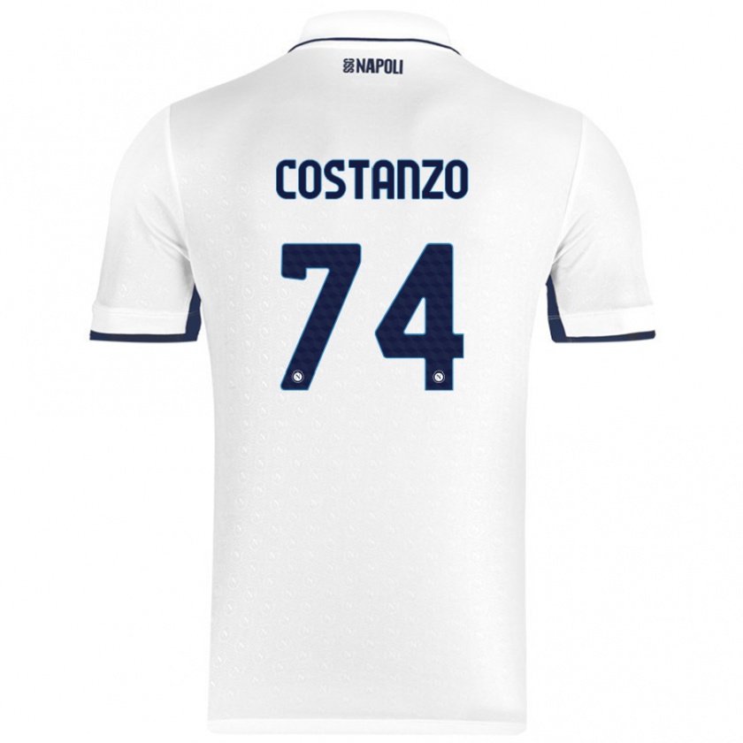 Kandiny Niño Camiseta Davide Costanzo #74 Blanco Azul Real 2ª Equipación 2024/25 La Camisa Chile